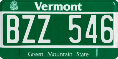VT license plate BZZ546