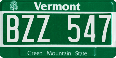 VT license plate BZZ547