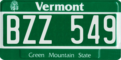 VT license plate BZZ549