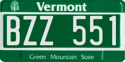 VT license plate BZZ551