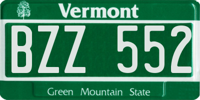 VT license plate BZZ552