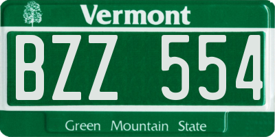 VT license plate BZZ554