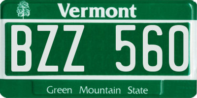 VT license plate BZZ560