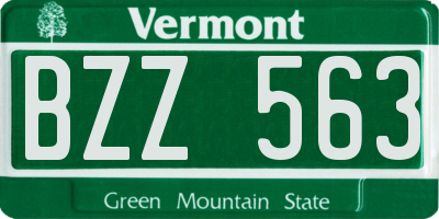 VT license plate BZZ563