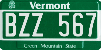 VT license plate BZZ567