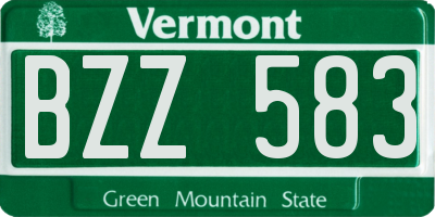 VT license plate BZZ583