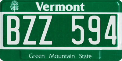 VT license plate BZZ594
