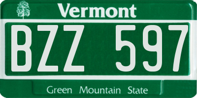 VT license plate BZZ597