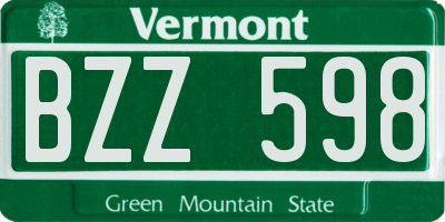VT license plate BZZ598