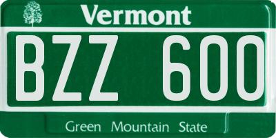 VT license plate BZZ600