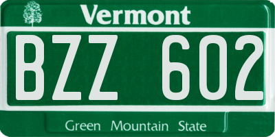 VT license plate BZZ602