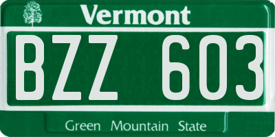 VT license plate BZZ603