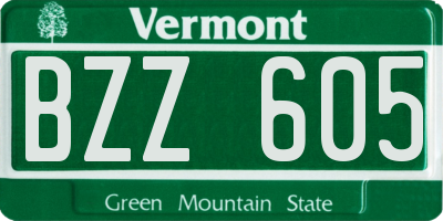 VT license plate BZZ605