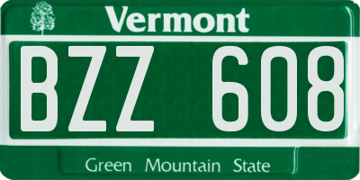 VT license plate BZZ608