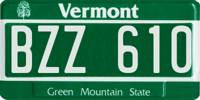 VT license plate BZZ610