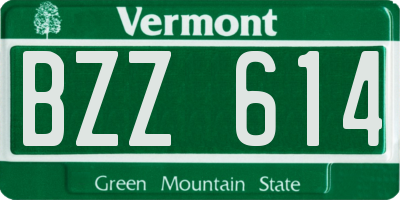VT license plate BZZ614
