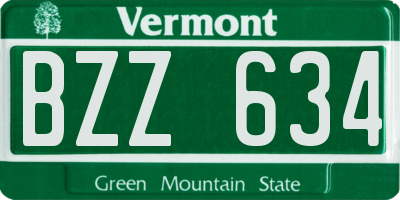 VT license plate BZZ634