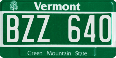 VT license plate BZZ640
