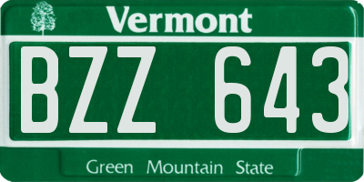 VT license plate BZZ643