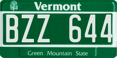 VT license plate BZZ644