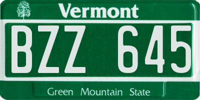VT license plate BZZ645