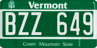 VT license plate BZZ649