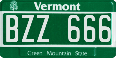 VT license plate BZZ666