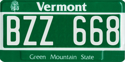 VT license plate BZZ668