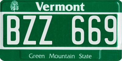 VT license plate BZZ669