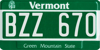 VT license plate BZZ670