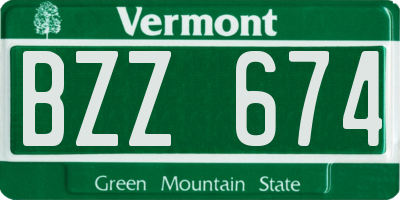 VT license plate BZZ674
