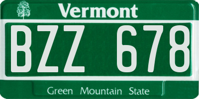 VT license plate BZZ678