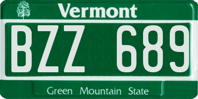 VT license plate BZZ689