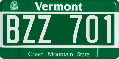 VT license plate BZZ701