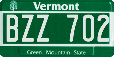 VT license plate BZZ702