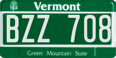 VT license plate BZZ708