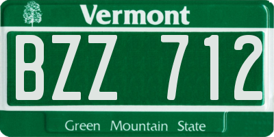 VT license plate BZZ712