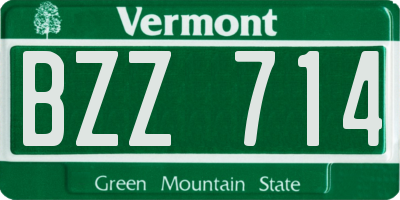 VT license plate BZZ714