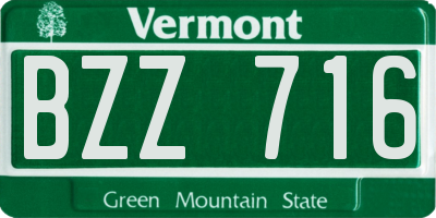 VT license plate BZZ716