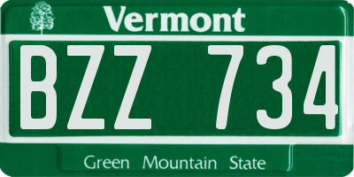 VT license plate BZZ734