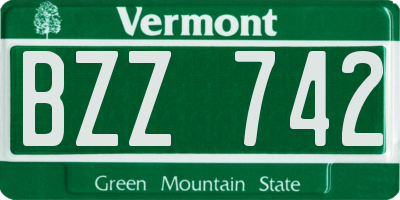 VT license plate BZZ742