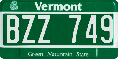 VT license plate BZZ749