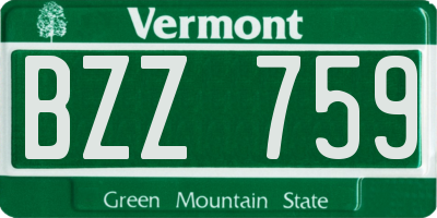 VT license plate BZZ759