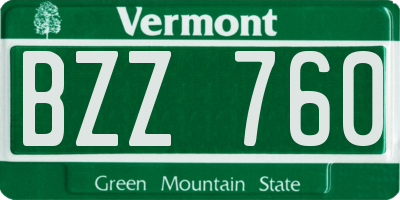 VT license plate BZZ760