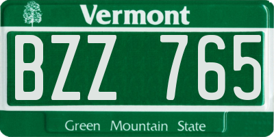 VT license plate BZZ765