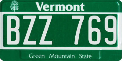 VT license plate BZZ769