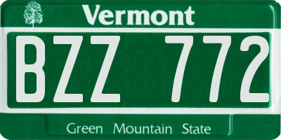 VT license plate BZZ772