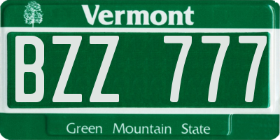 VT license plate BZZ777