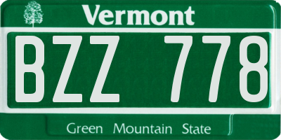 VT license plate BZZ778