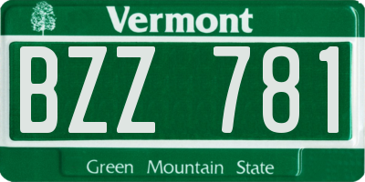 VT license plate BZZ781